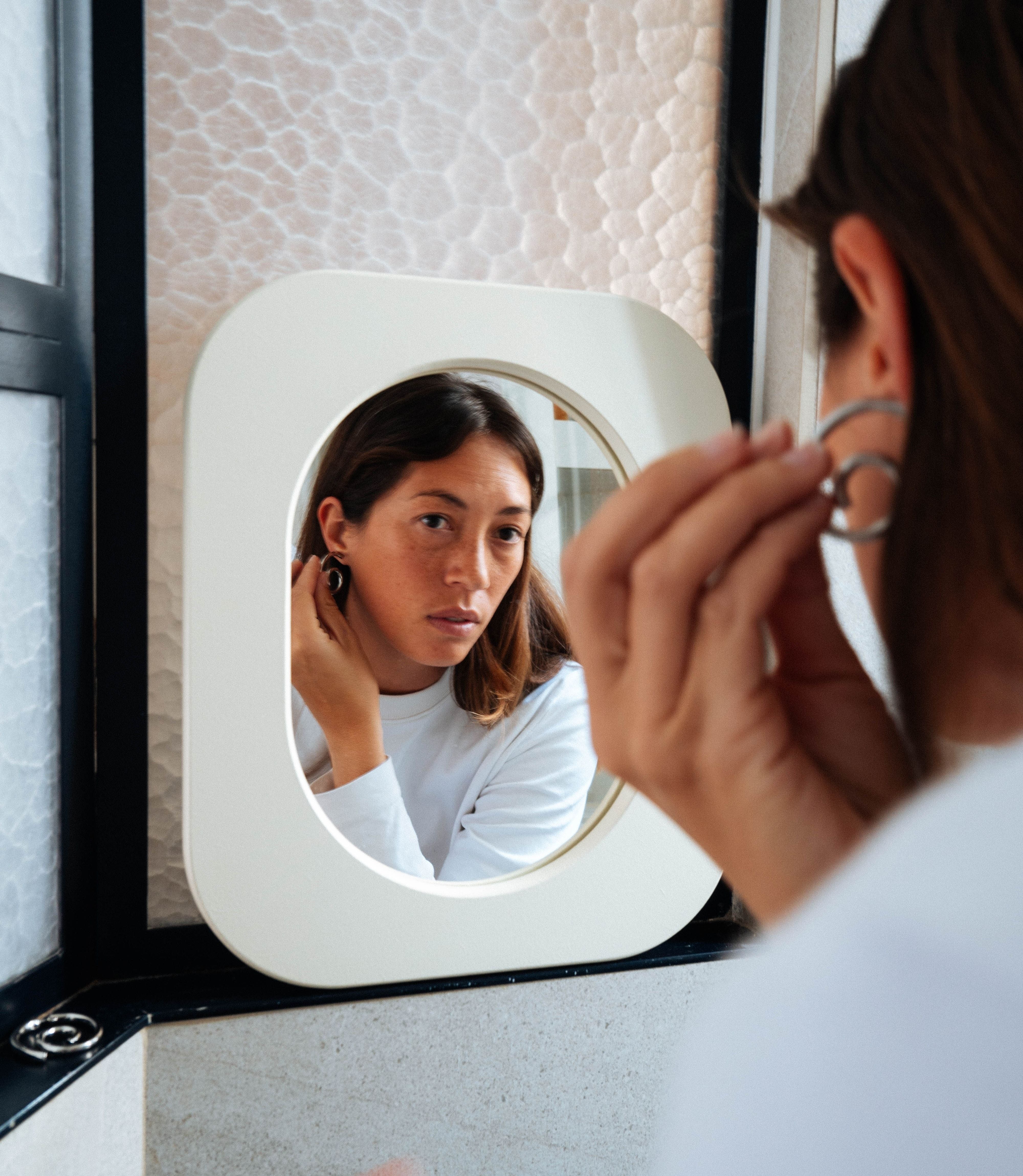 Cadre 70's Petit format + Miroir (Blanc)