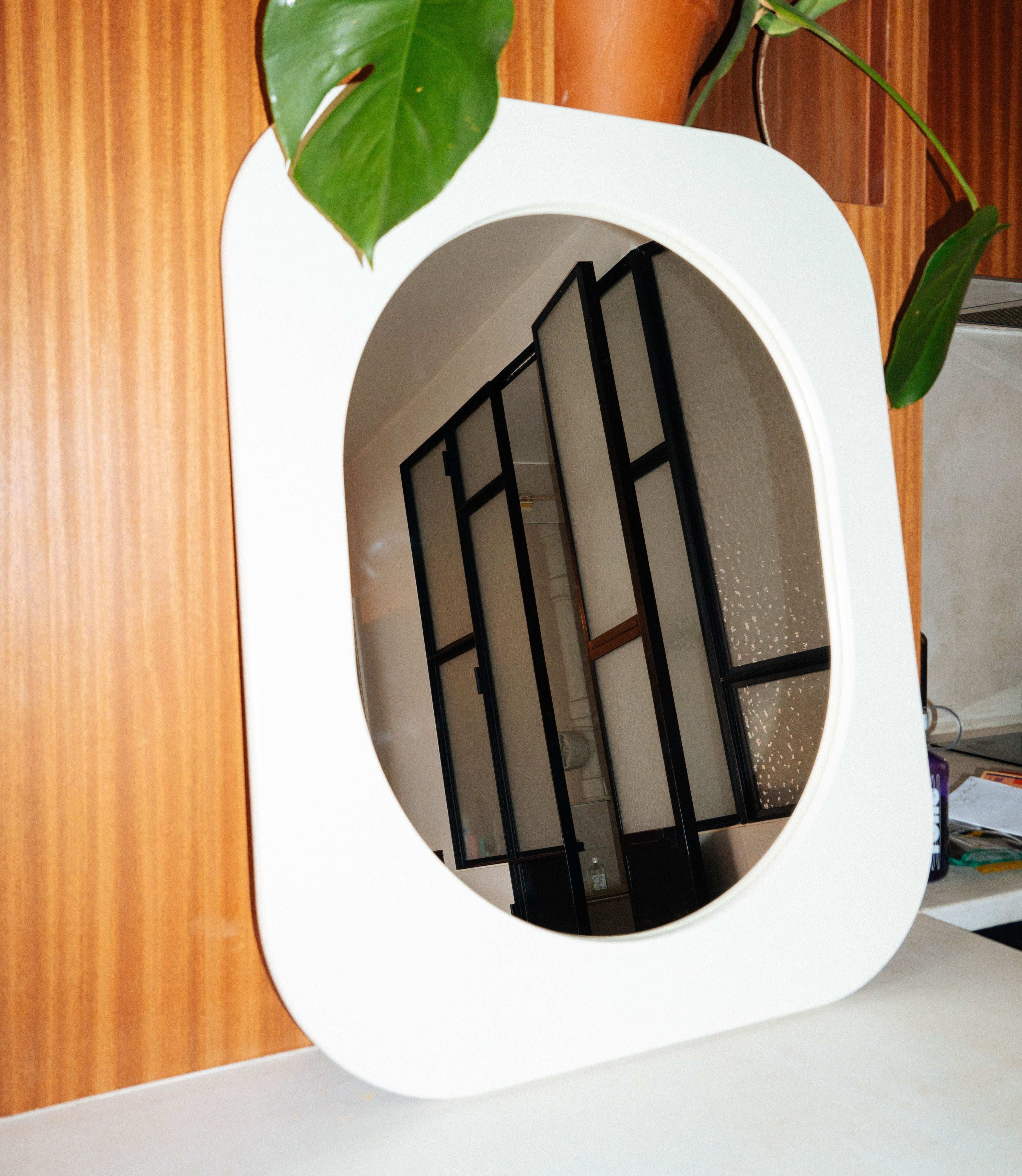 Cadre 70's Grand format + Miroir (Blanc)