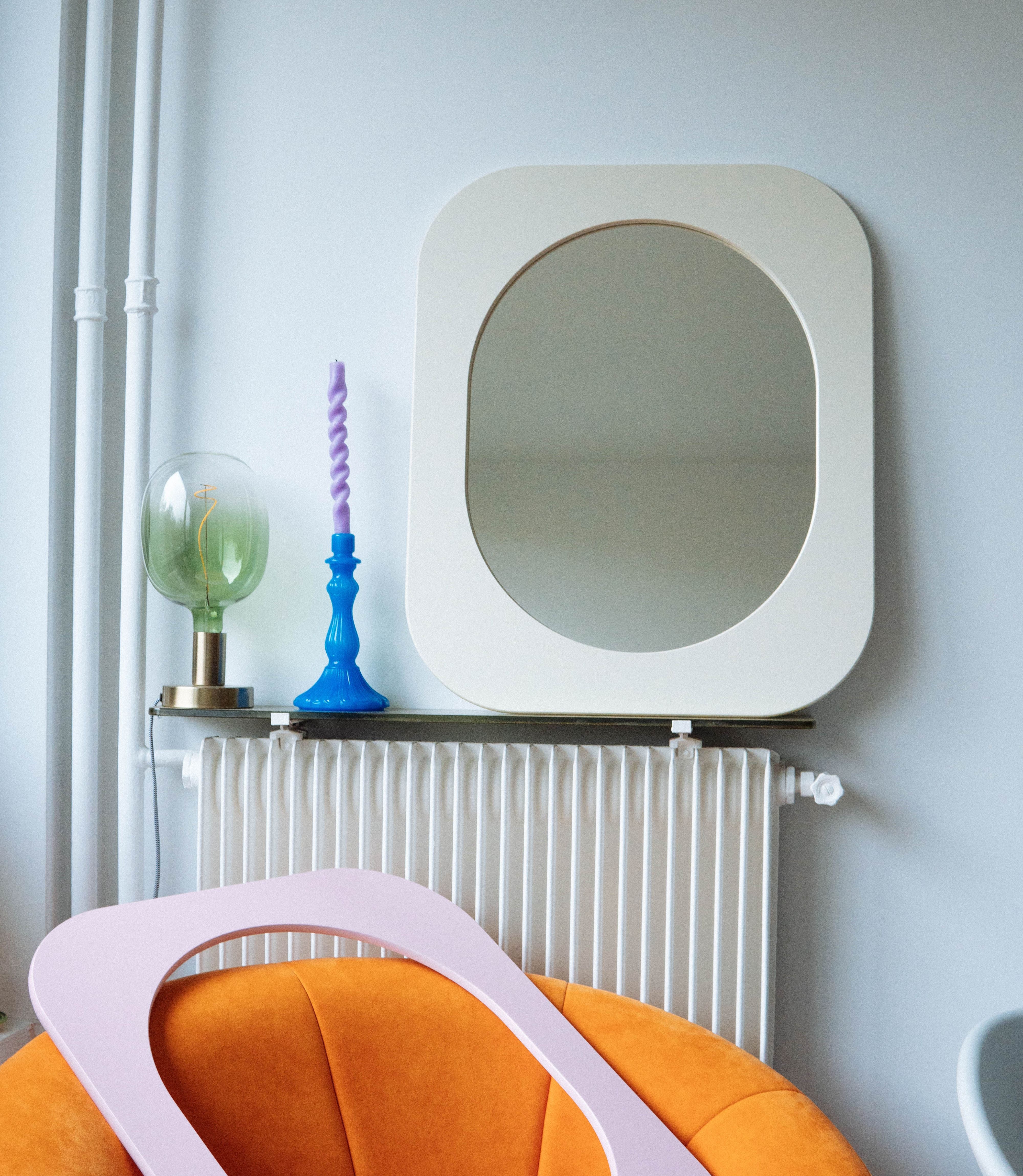 Cadre 70's Grand format + Miroir (Blanc)