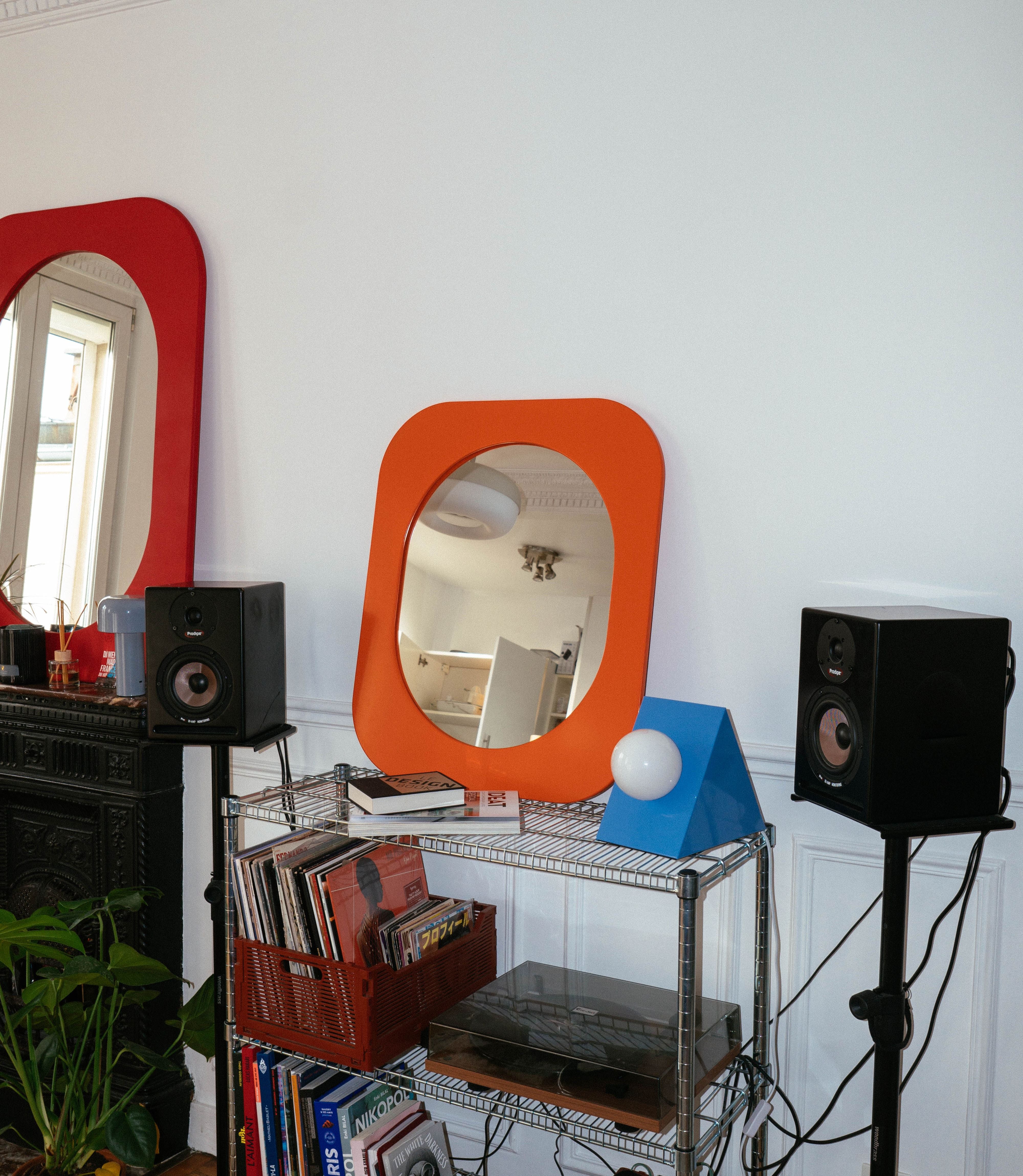 Cadre 70's Grand format + Miroir (Orange)
