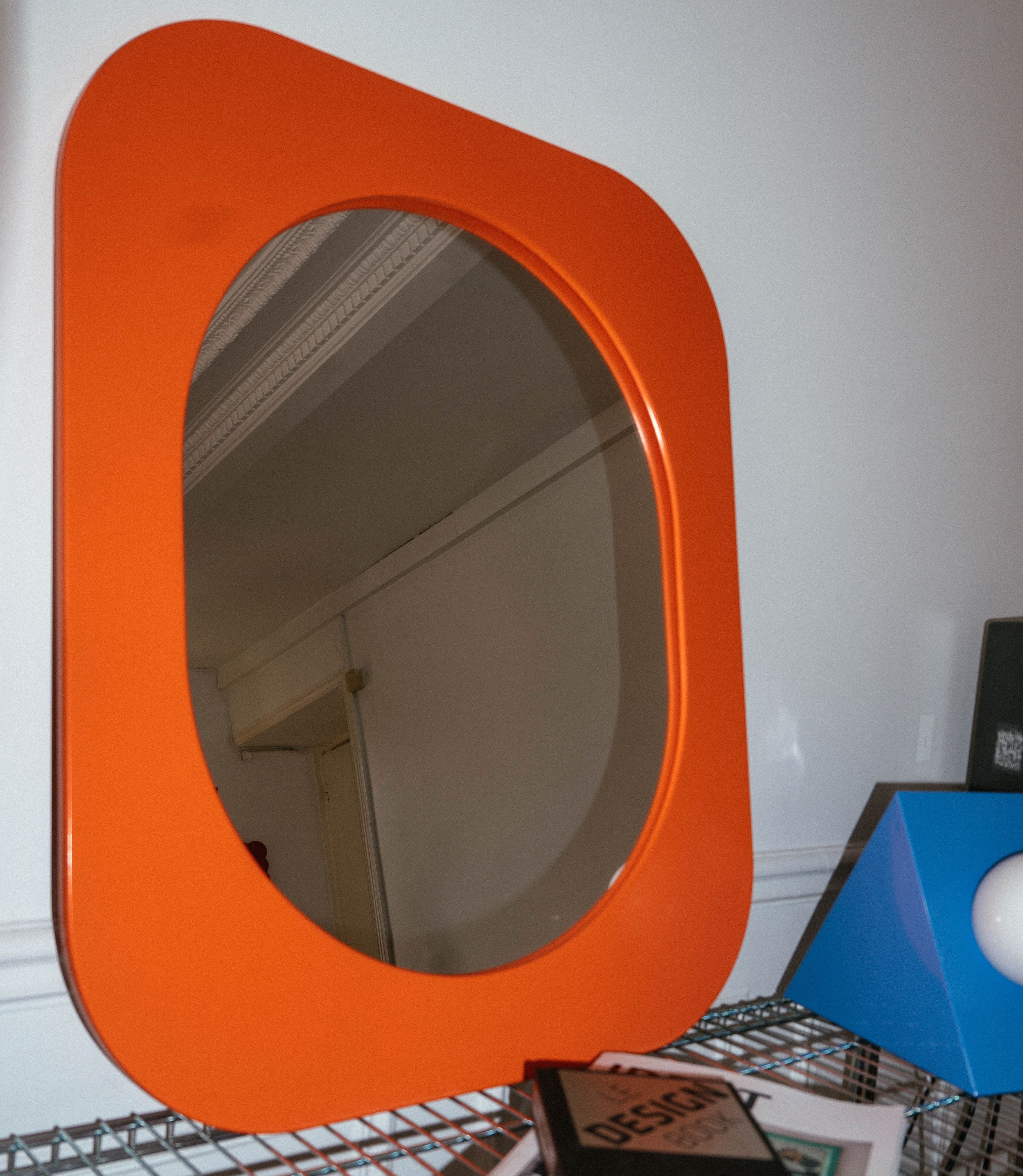 Cadre 70's Grand format + Miroir (Orange)