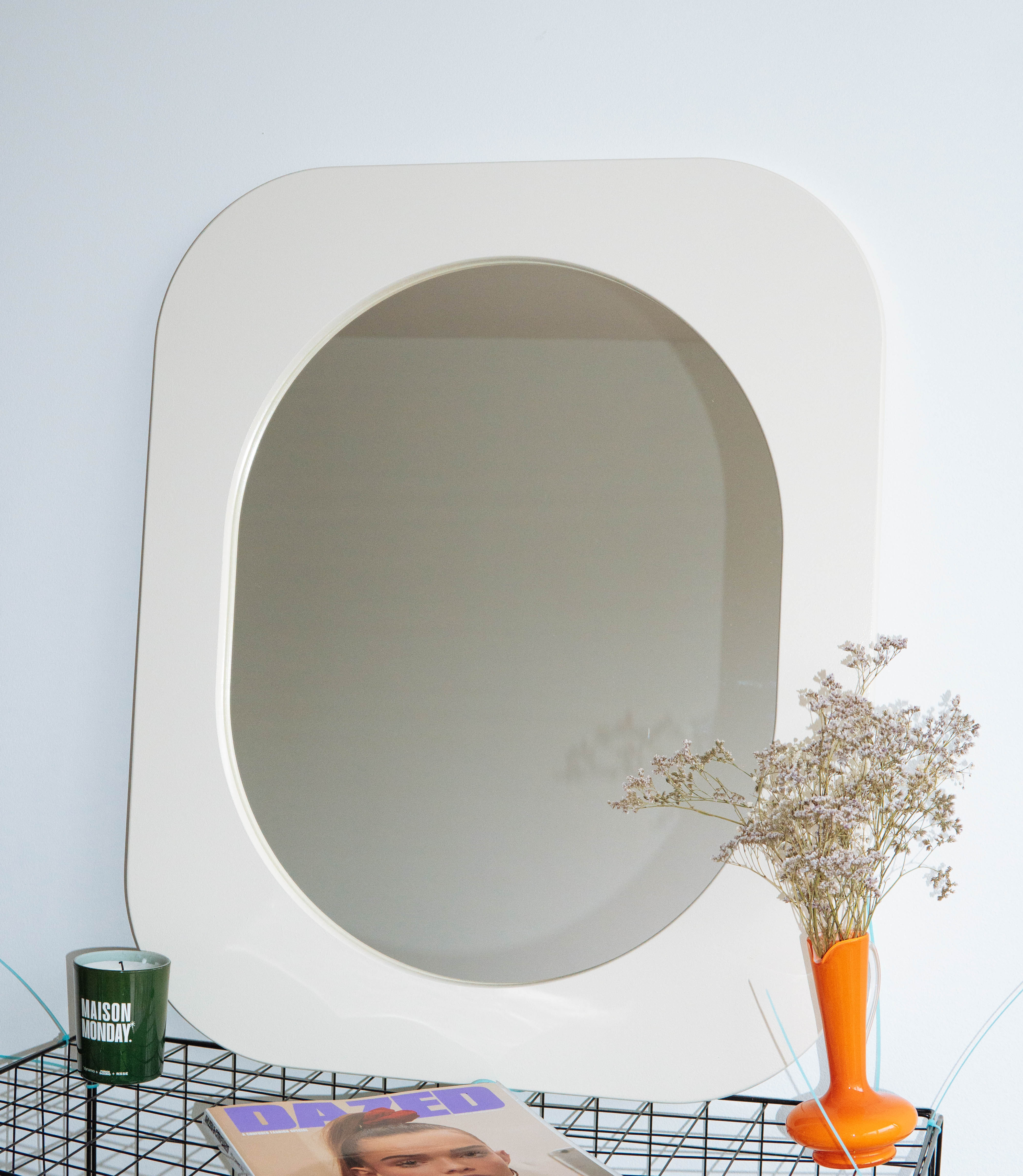 Cadre 70's Grand format + Miroir (Blanc)