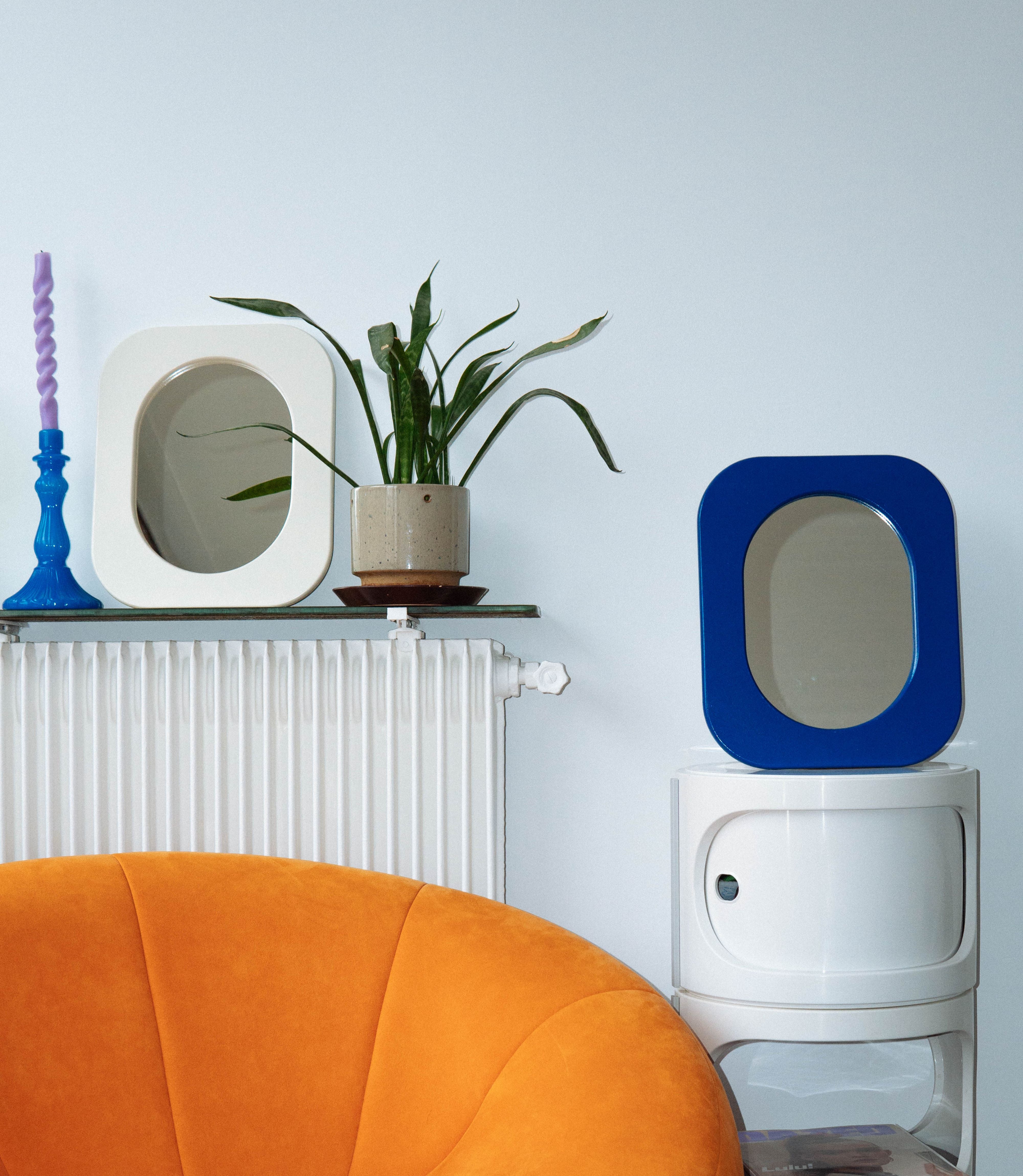 Cadre 70's Petit format + Miroir (Bleu)
