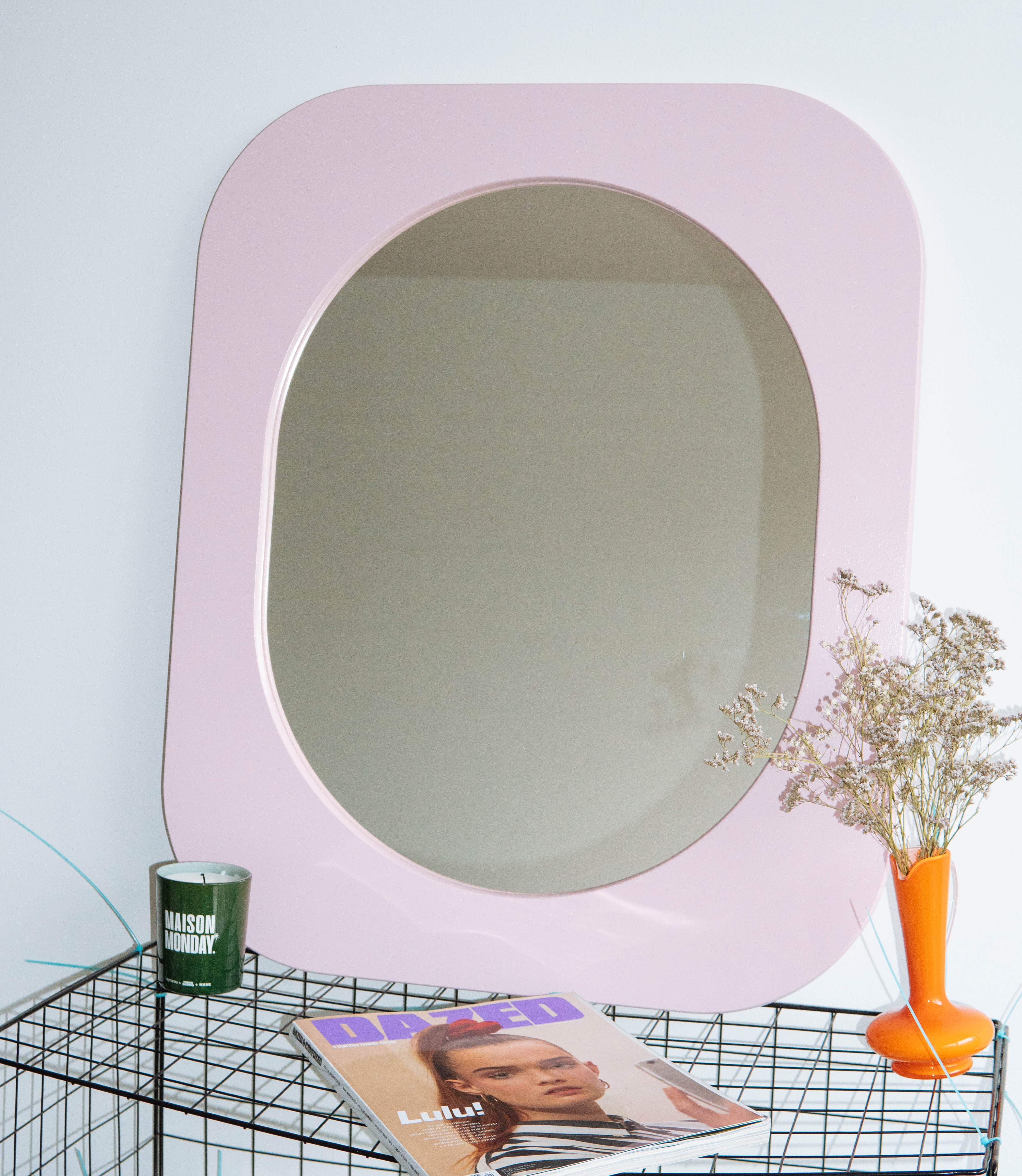 Cadre 70's Grand format + Miroir (Rose)