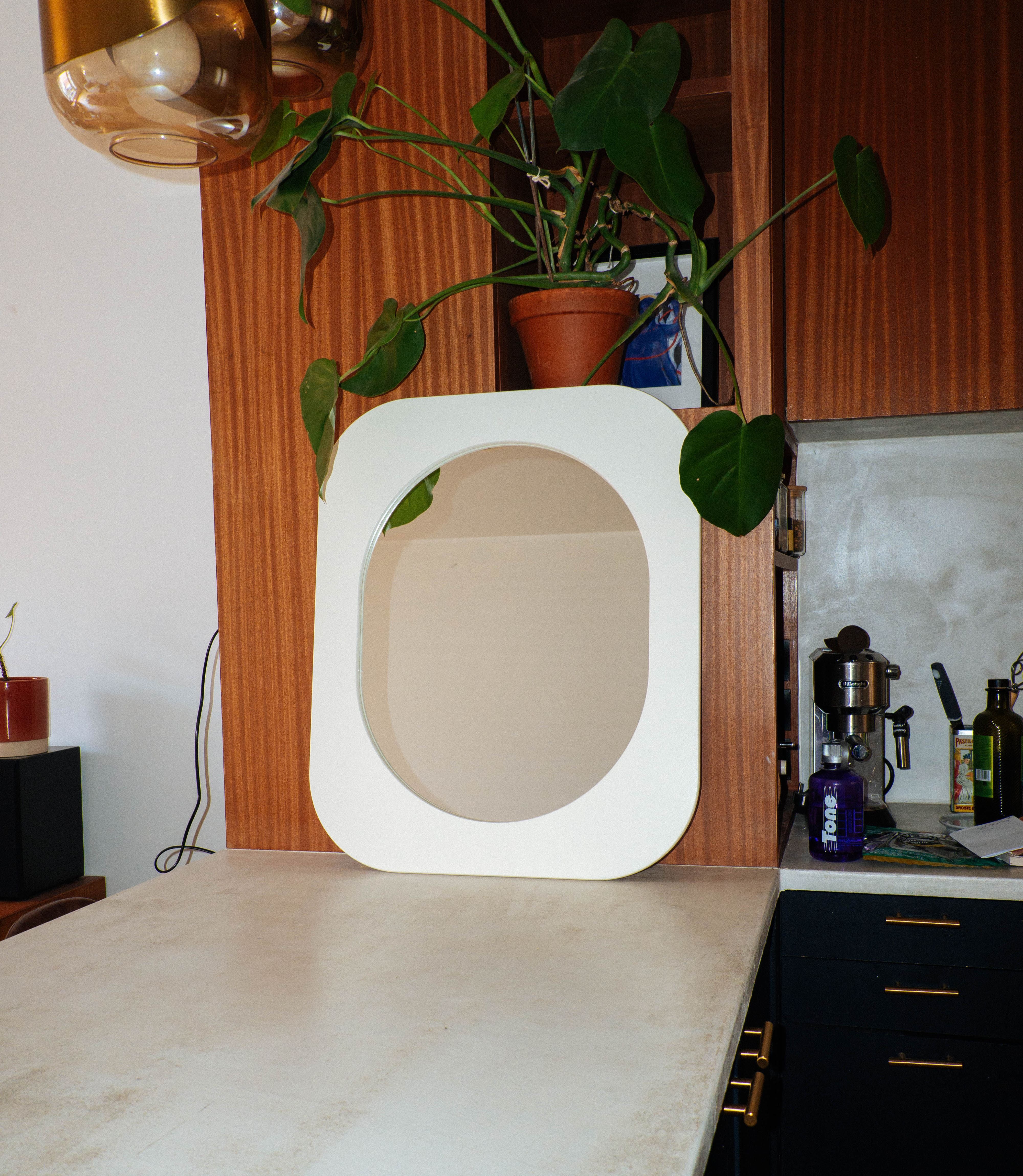 Cadre 70's Grand format + Miroir (Blanc)