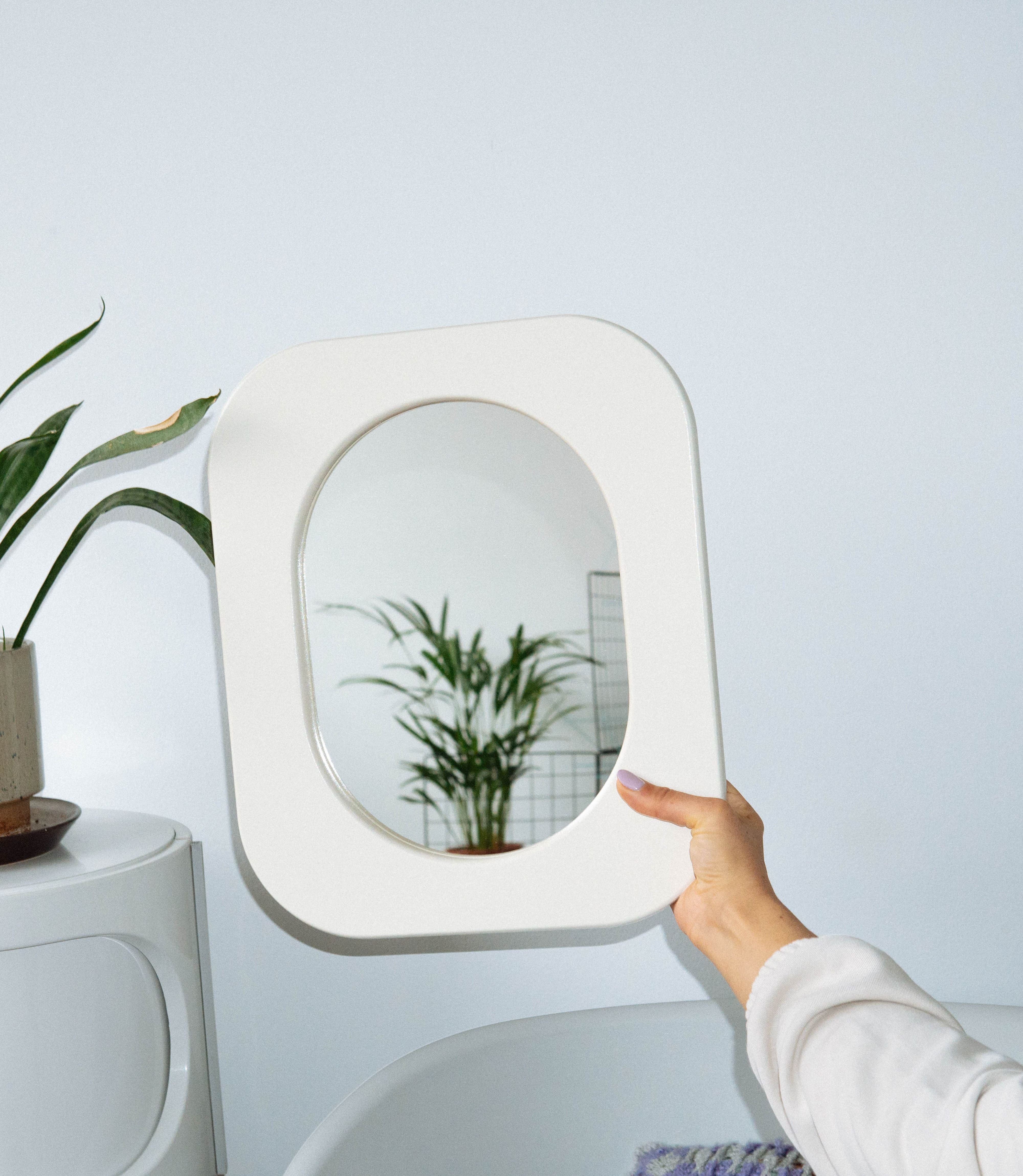 Cadre 70's Petit format + Miroir (Blanc)