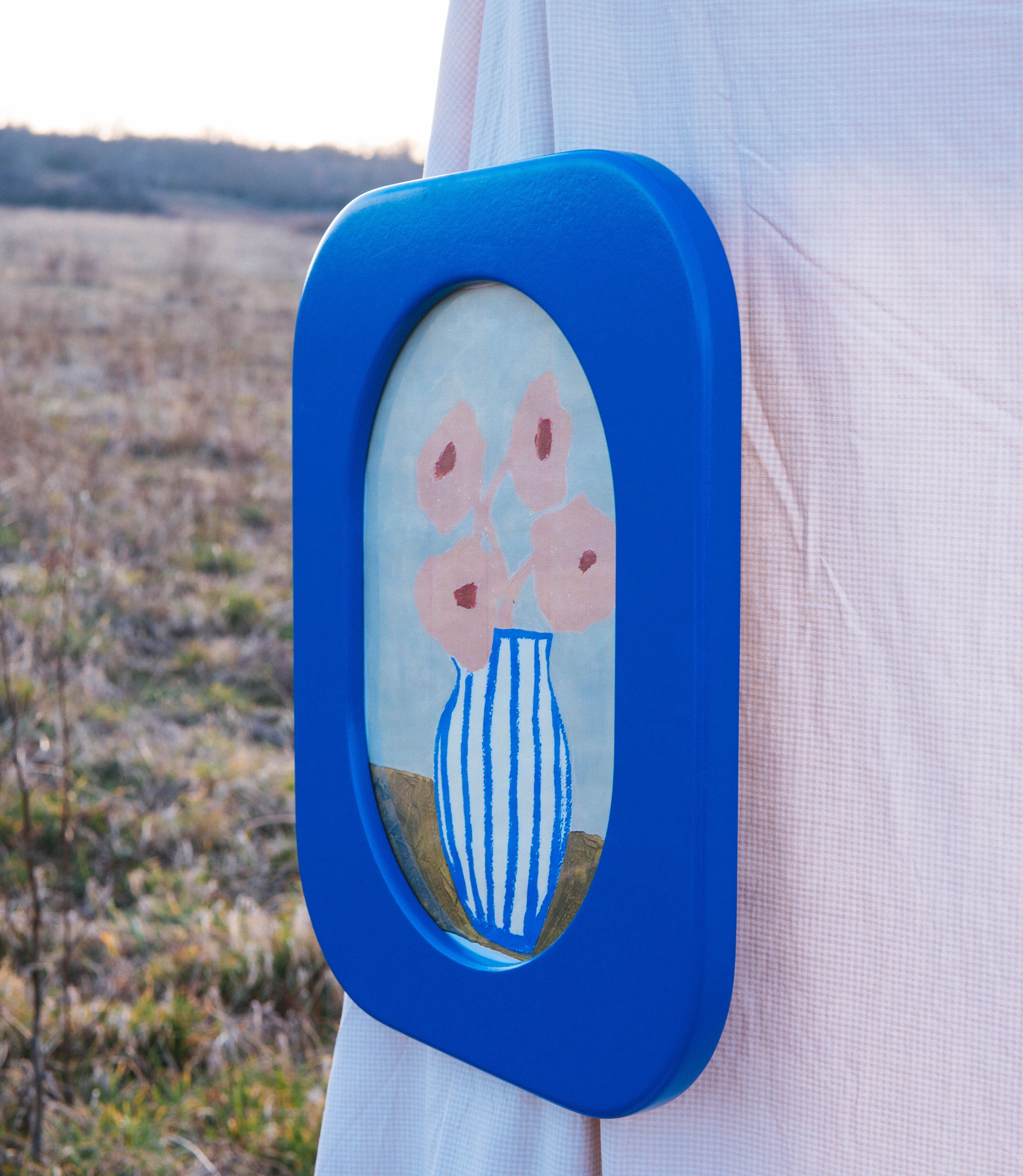 Cadre 70's Petit format + Miroir (Bleu)